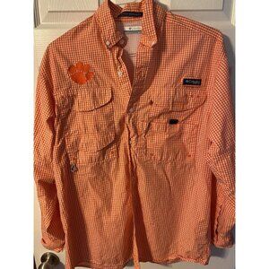 Clemson Tigers Columbia PFG Shirt Mens Small Orange Super Bonehead Fishing